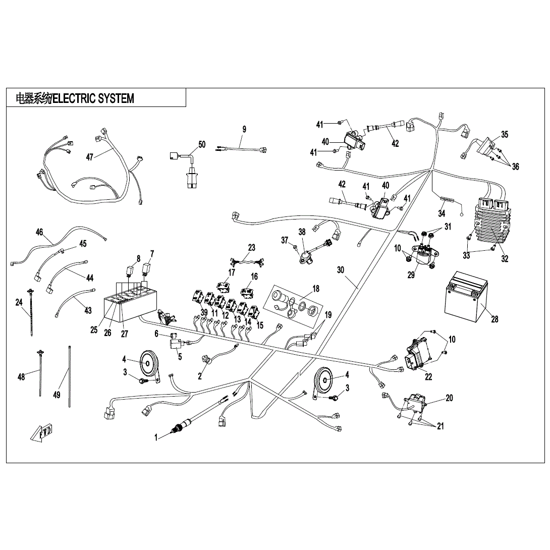 An Image of a Genuine CFMOTO Parts Schematic Diagram showing the schematic - ELECTRIC SYSTEM - (Vehicles Built After 10/24/2017) - 2018 CFMOTO ZFORCE 1000