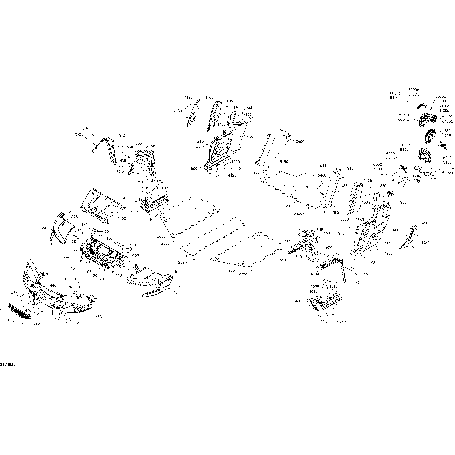 An Image of a Genuine Can-Am Parts Schematic Diagram showing the schematic - BODY - SUNBURST YELLOW - X MR