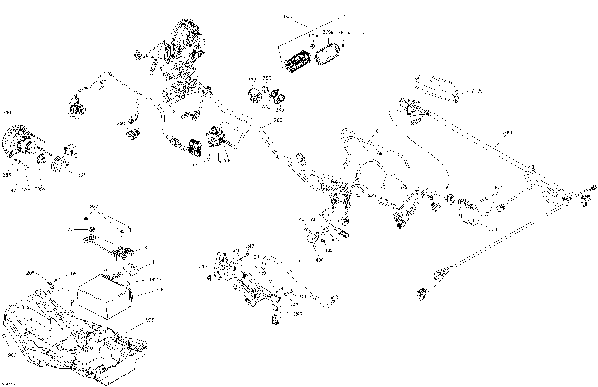 An Image of a Genuine Can-Am Parts Schematic Diagram showing the schematic - ELECTRICAL 6X6 - 450 EFI