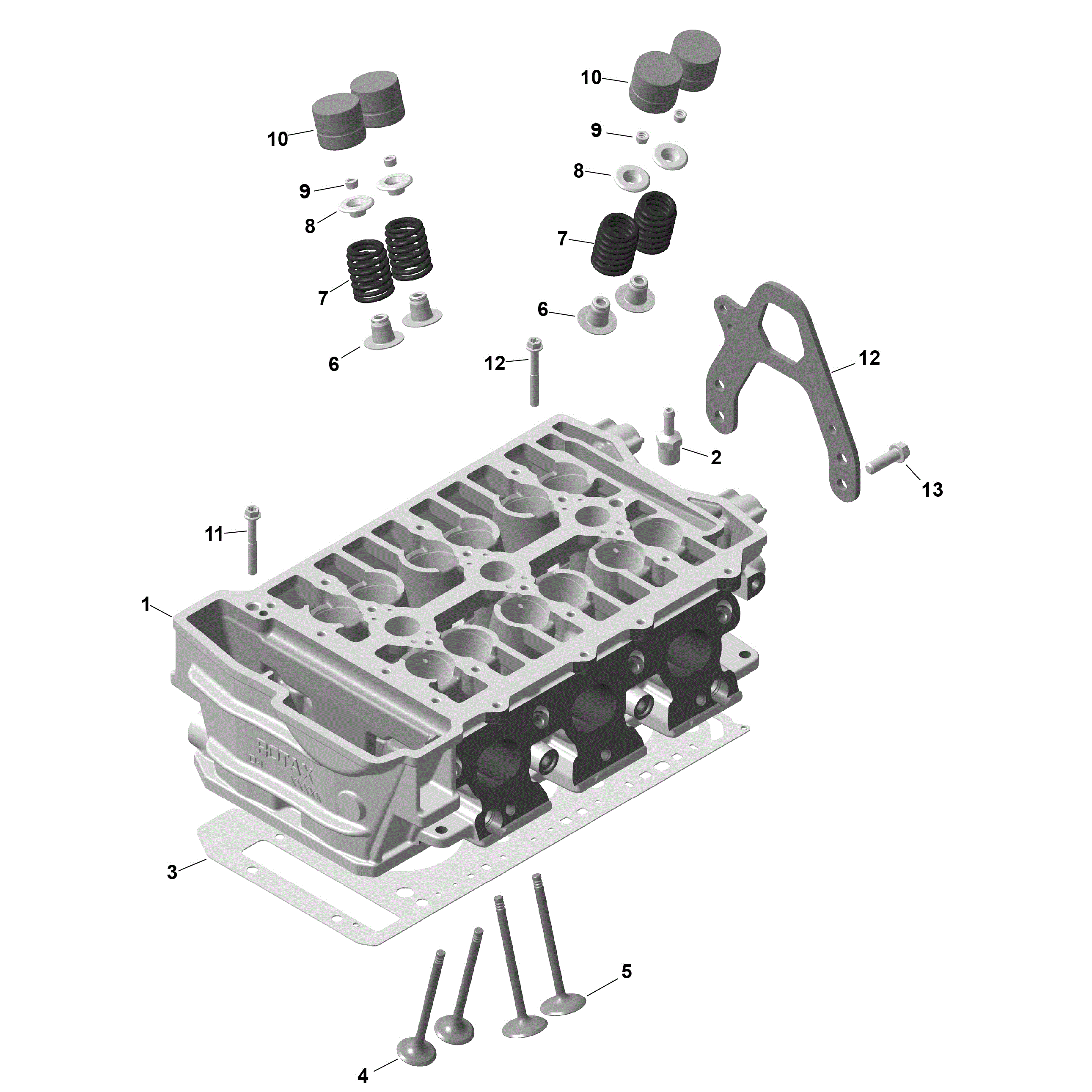 An Image of a Genuine Can-Am Parts Schematic Diagram showing the schematic - ROTAX - CYLINDER HEAD