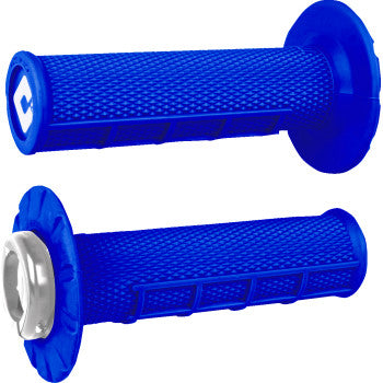 ATV Half Waffle v2.1 Lock On Grips MX Bright Blue Silver by Odi