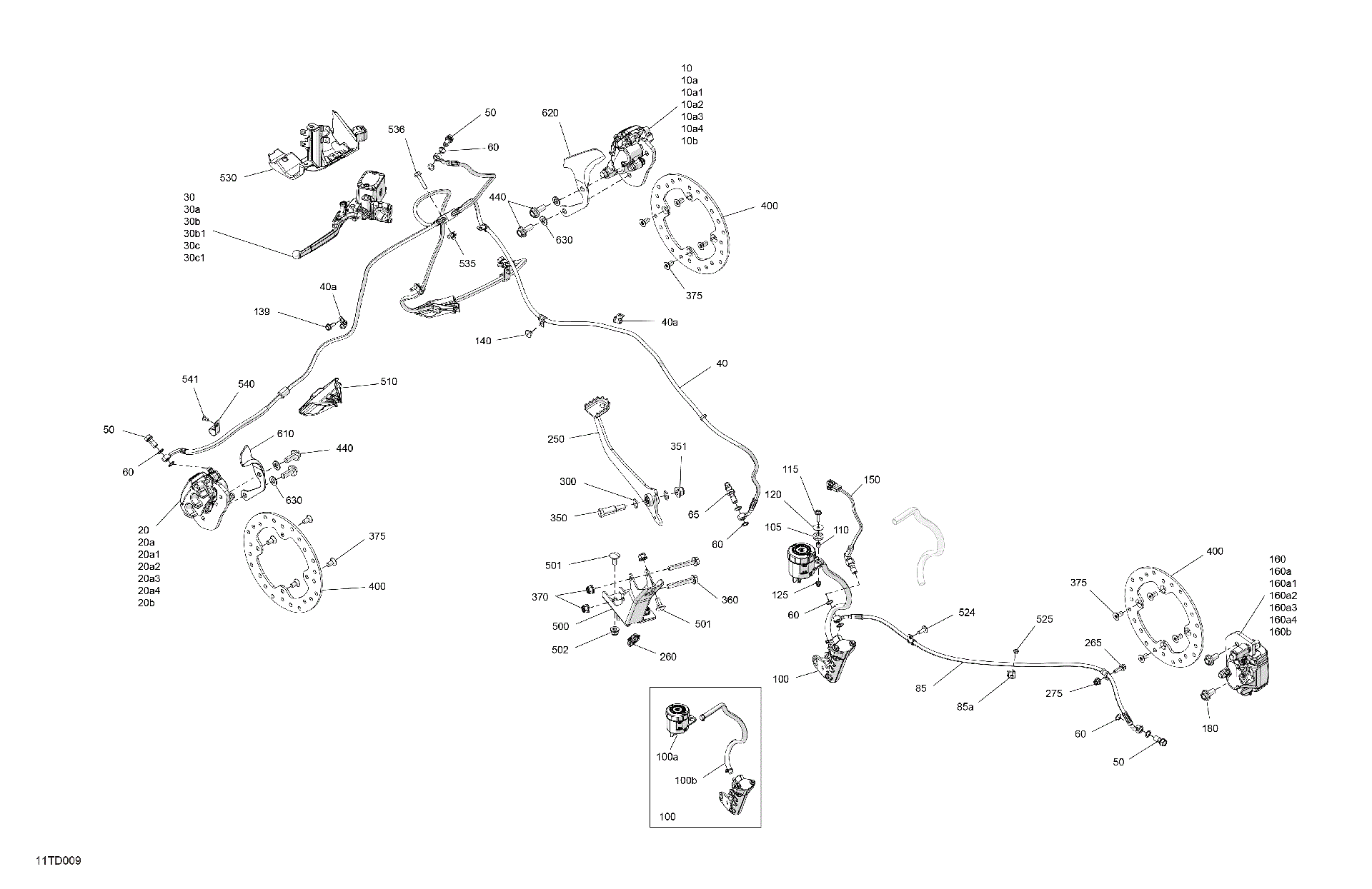 An Image of a Genuine Can-Am Parts Schematic Diagram showing the schematic - MECHANIC - BRAKE SYSTEM