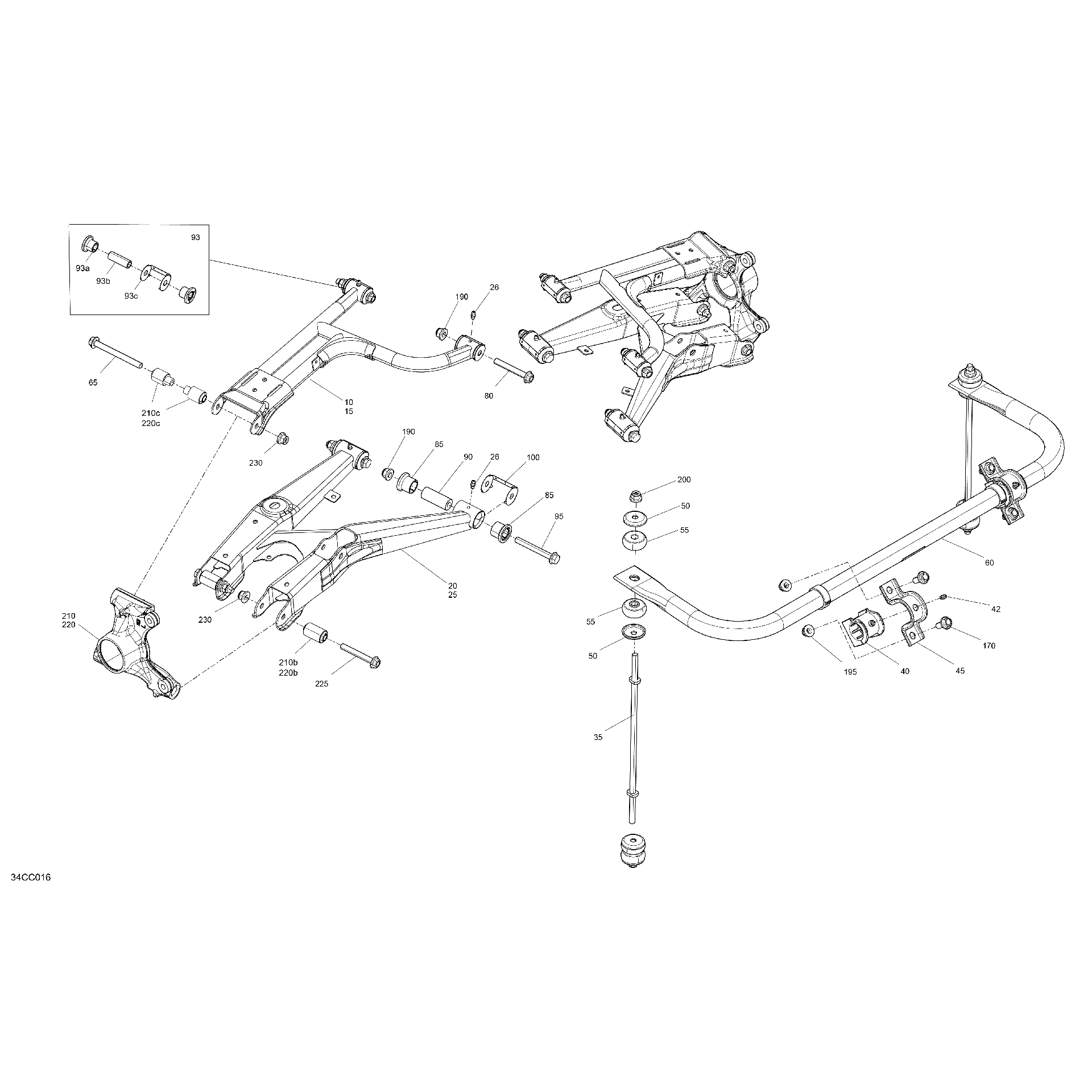 An Image of a Genuine Can-Am Parts Schematic Diagram showing the schematic - SUSPENSION - REAR COMPONENTS