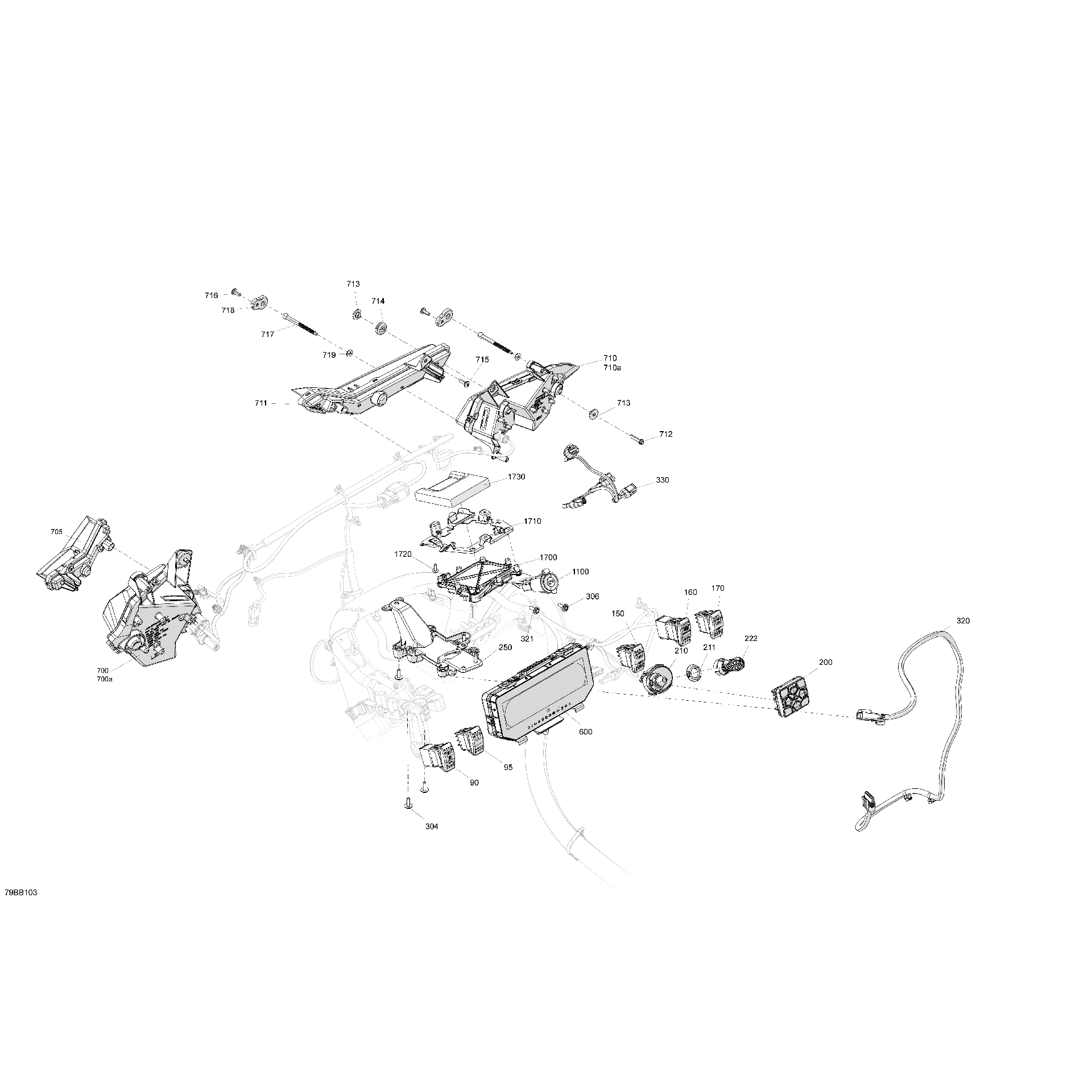 An Image of a Genuine Can-Am Parts Schematic Diagram showing the schematic - ELECTRIC - FRONT SECTION