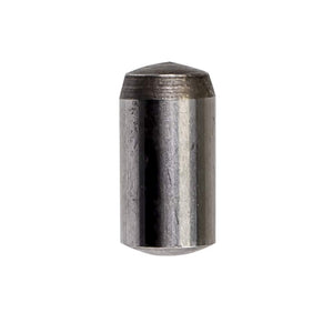 A close-up of a small, cylindrical metal object with a rounded bottom and pointed top, resembling the Solid Dowel Pin, M8X16 by Polaris, used for Victory Indian Polaris engine alignment.