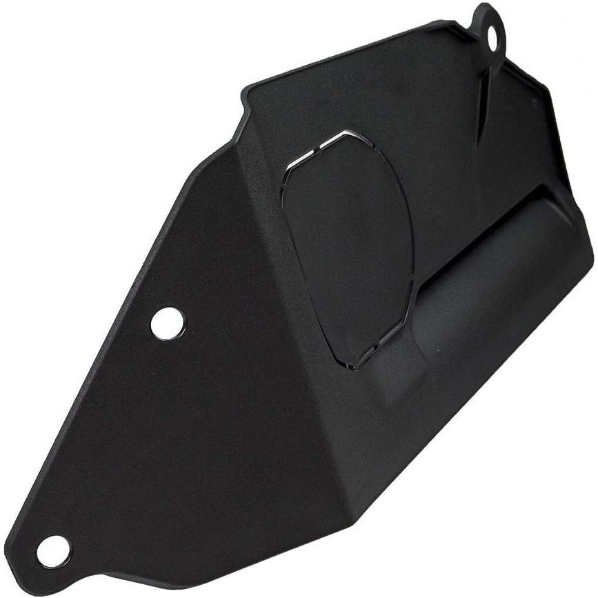 Black metal LH deflector with mounting holes and angled protective shield for Can-Am Commander SXS.