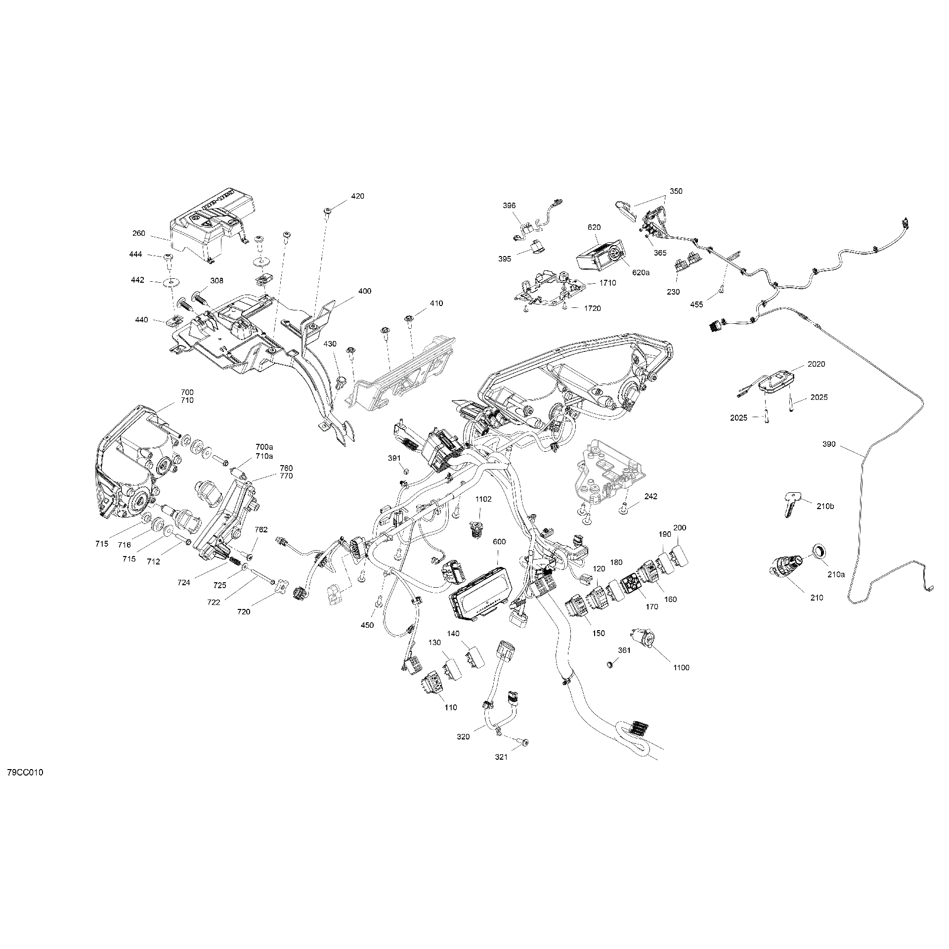 An Image of a Genuine Can-Am Parts Schematic Diagram showing the schematic - ELECTRIC - FRONT SECTION