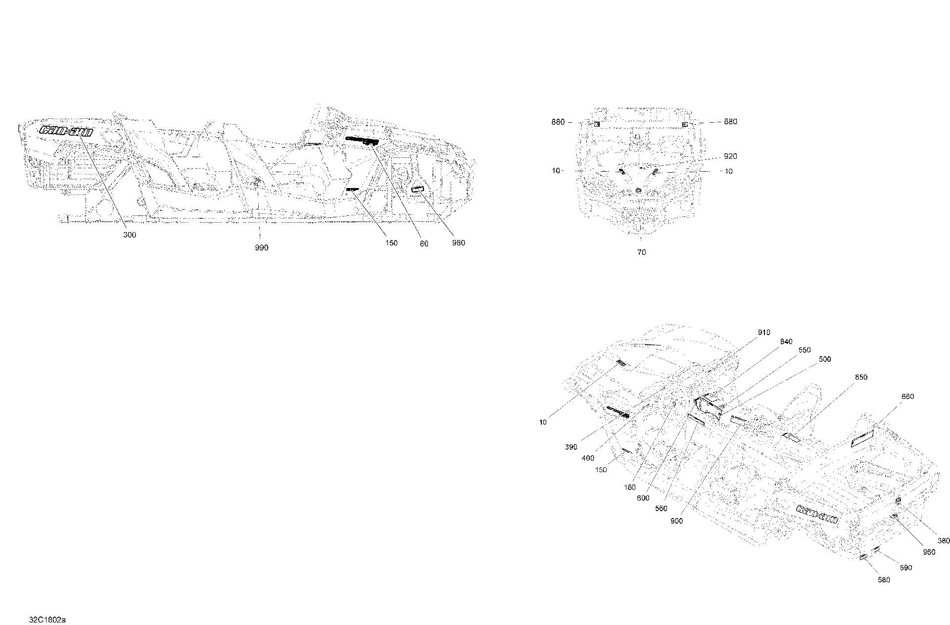 An Image of a Genuine Can-Am Parts Schematic Diagram showing the schematic - DECALS COMMANDER MAX 800R EFI - PACKAGE DPS