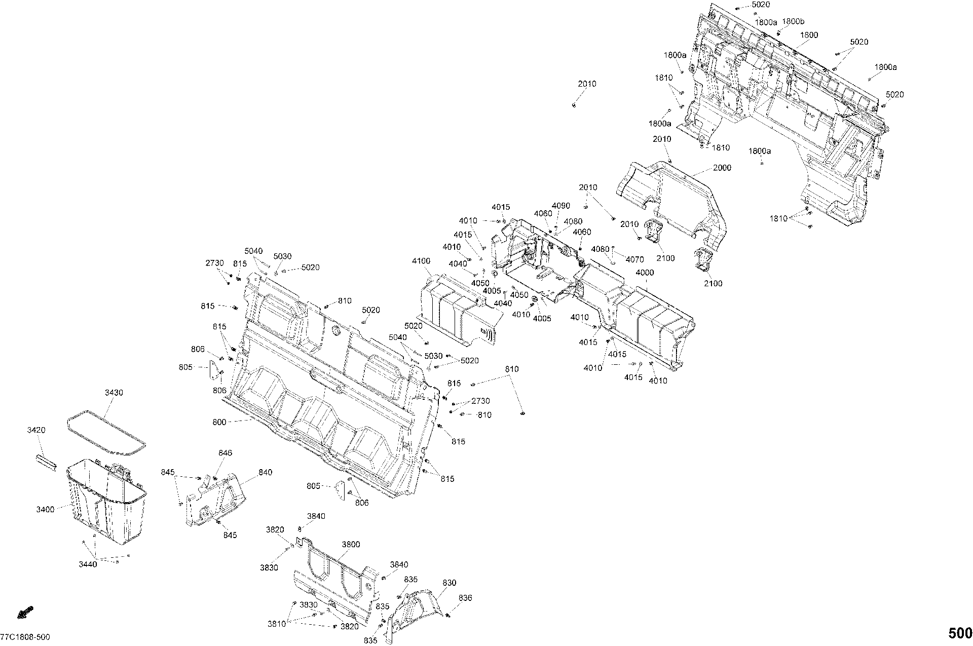 An Image of a Genuine Can-Am Parts Schematic Diagram showing the schematic - CAB INTERIOR DIVISIONS DEFENDER MAX
