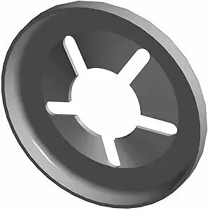The Retaining Ring 4mm Stud by Polaris is a black metal, circular push nut fastener with five inward tabs around a center hole. OEM Part 7710751 provides a secure fit for your application.
