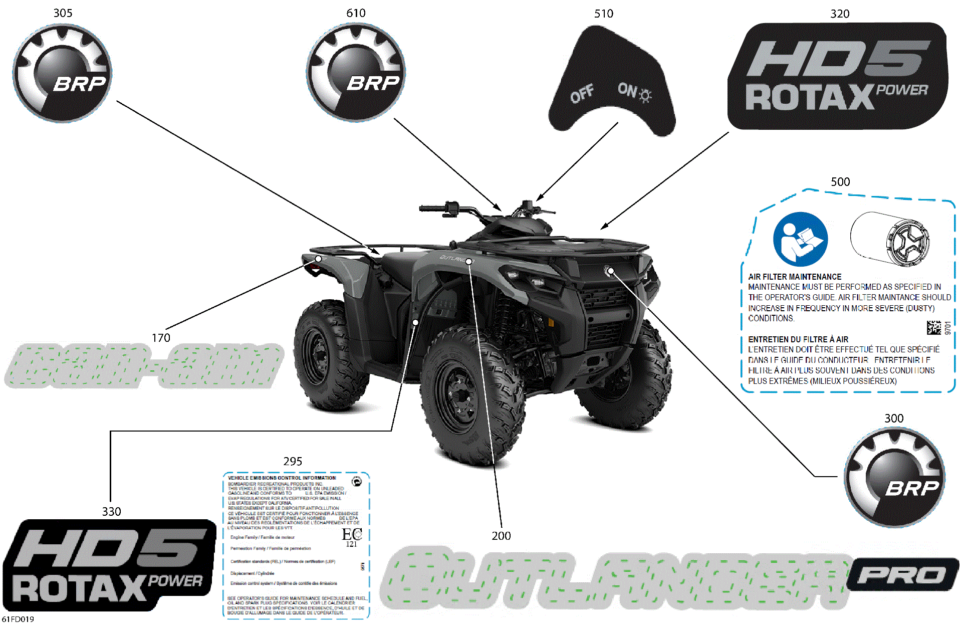 An Image of a Genuine Can-Am Parts Schematic Diagram showing the schematic - BODY - FEATURE DECALS
