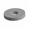 Gray metal flat washer with central circular hole and beveled edge.