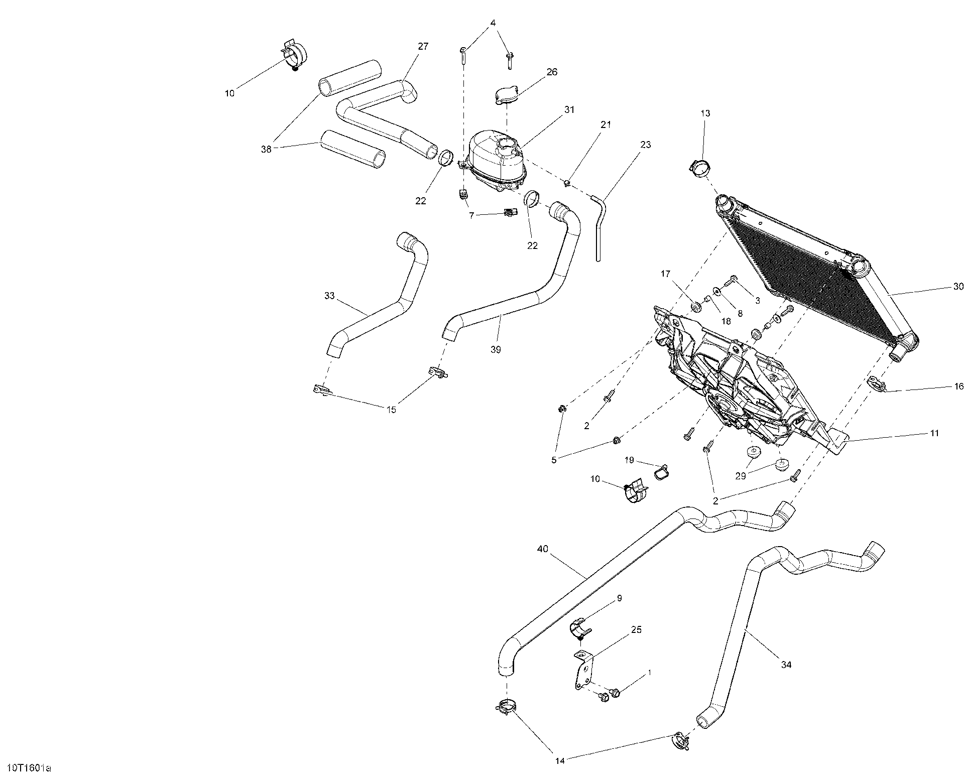 An Image of a Genuine Can-Am Parts Schematic Diagram showing the schematic - COOLING SYSTEM - EXCEPT X MR