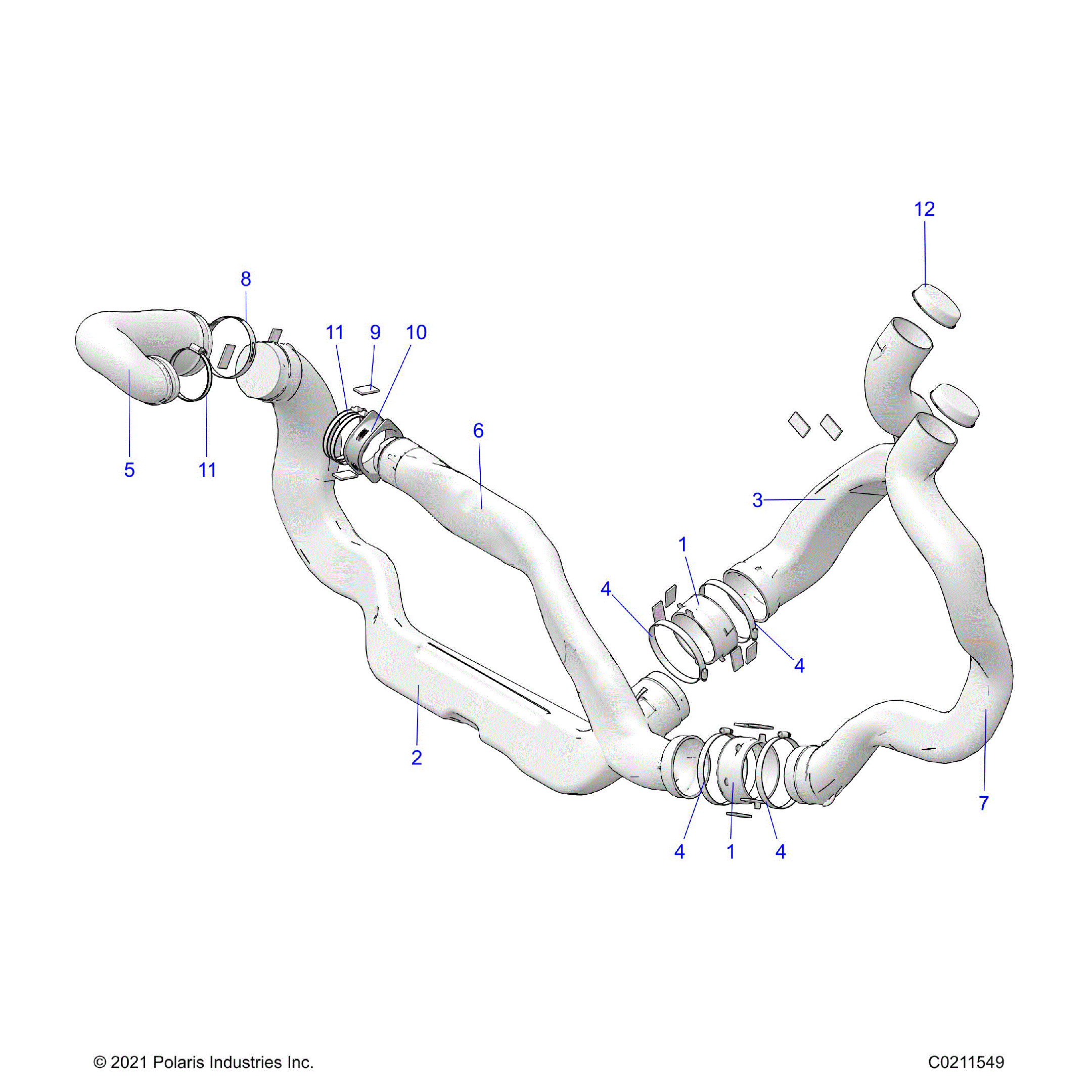 An Image of a Genuine Polaris Parts Schematic Diagram showing the schematic - BODY: CLUTCH DUCTS - 2026 POLARIS SPORTSMAN XP 1000 MUD