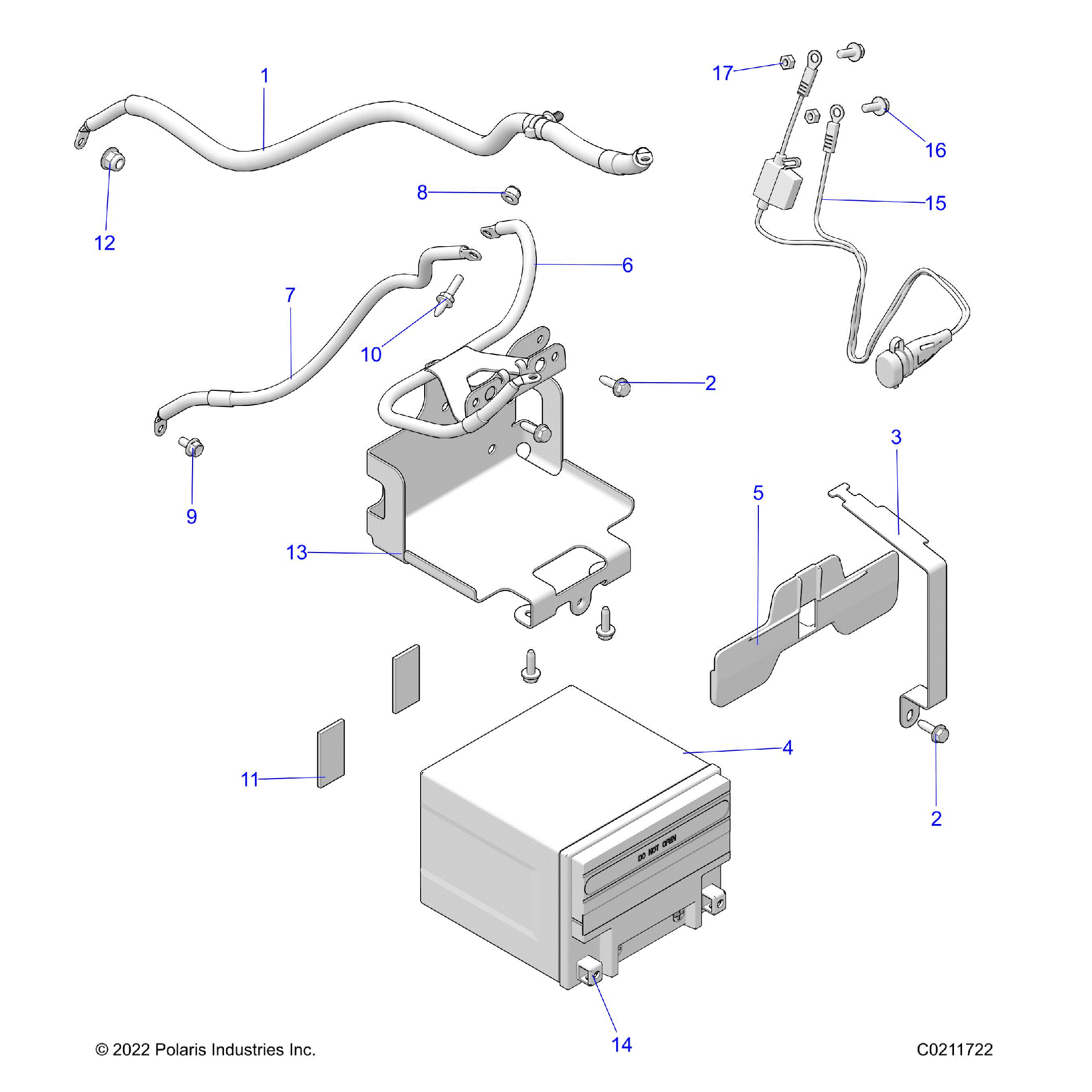 An Image of a Genuine Polaris Parts Schematic Diagram showing the schematic - ELECTRICAL: BATTERY - 2024 POLARIS SCRAMBLER XP 1000 55" 49S