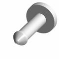 Silver metallic catch pin with rounded flat head and tapered cylindrical shaft.