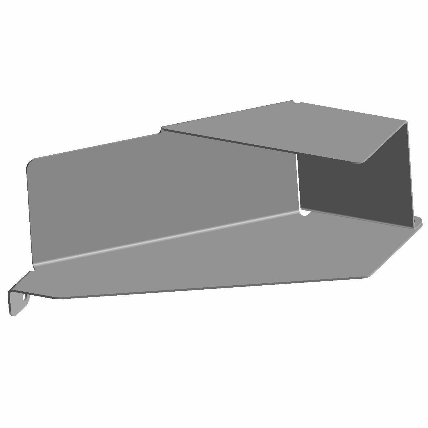 Gray metal tank heat shield with angular design and protective flanges for Polaris Ranger UTVs.