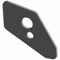 Black metal turn signal mount backer plate with two circular mounting holes.