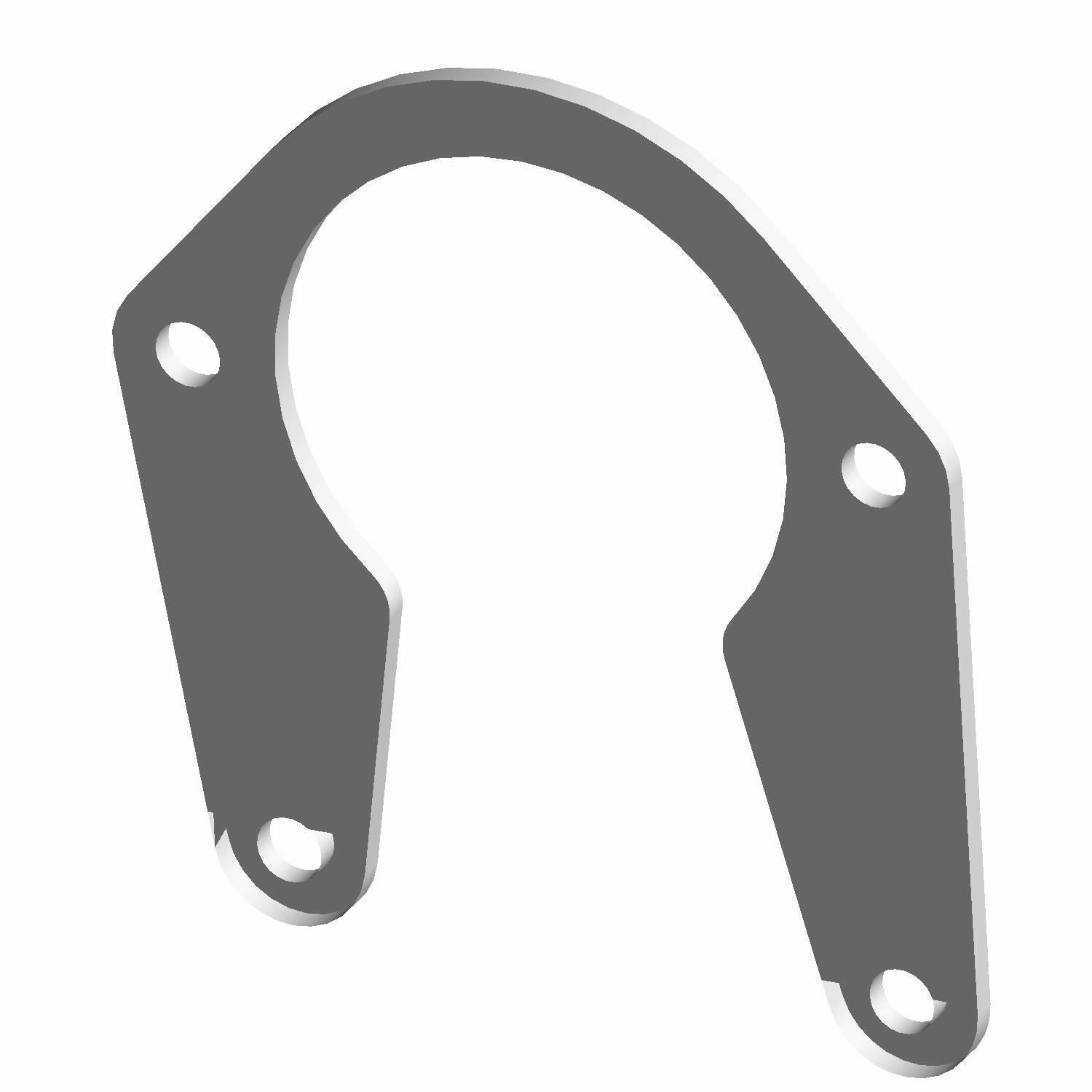 Gray metal rear differential mount bracket with a rounded top and four mounting holes.