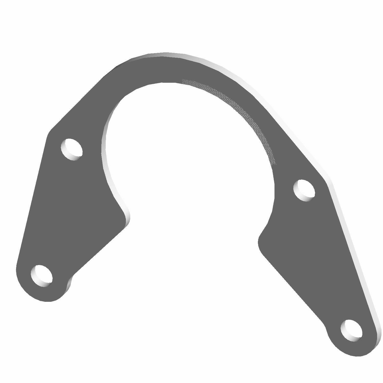 Gray metal rear differential mount bracket with three bolt holes and curved central cutout.