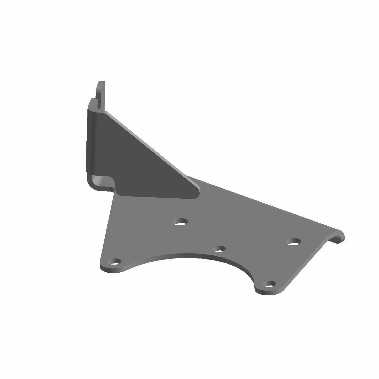 Black metal parking brake bracket with angled support and multiple mounting holes.