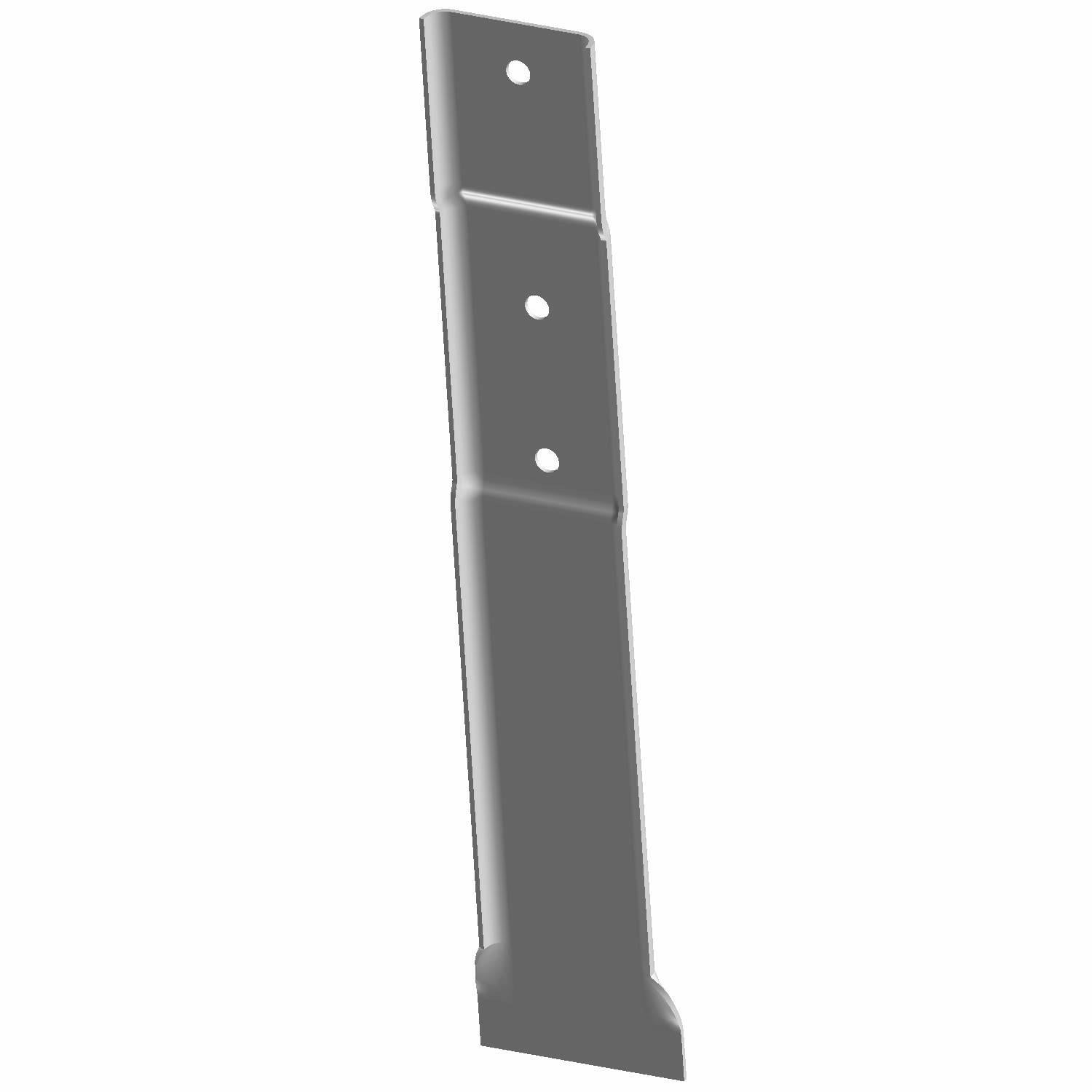 Black metal support bracket with three mounting holes and angled base plate.