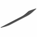 Black metal windshield bracket with two mounting holes, contoured for front-right motorcycle fit.