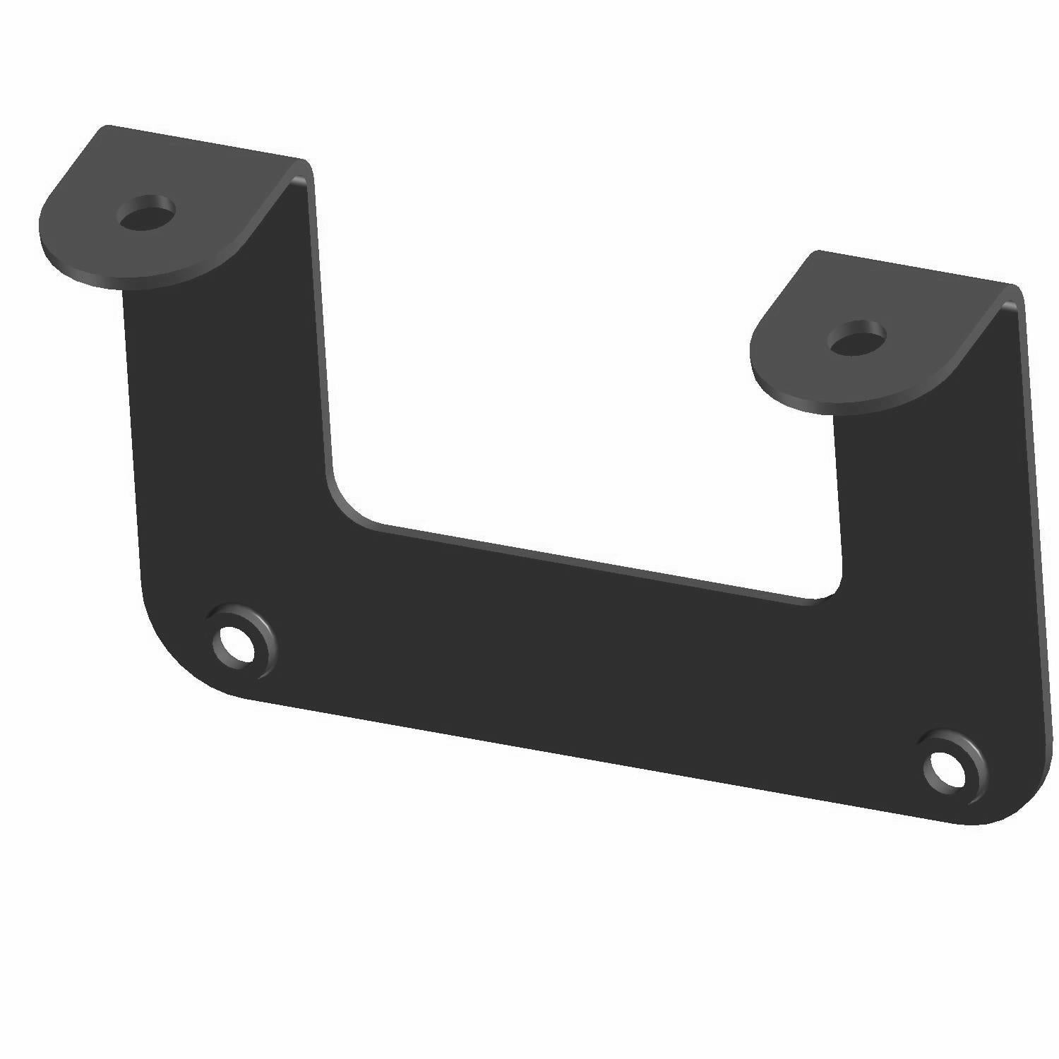 Black metal carburetor bracket with two mounting tabs and four bolt holes, designed for Polaris Ranger 400 UTVs.