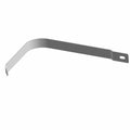Silver metal rear tank bracket with a bent flat strip design and a mounting hole on one end.