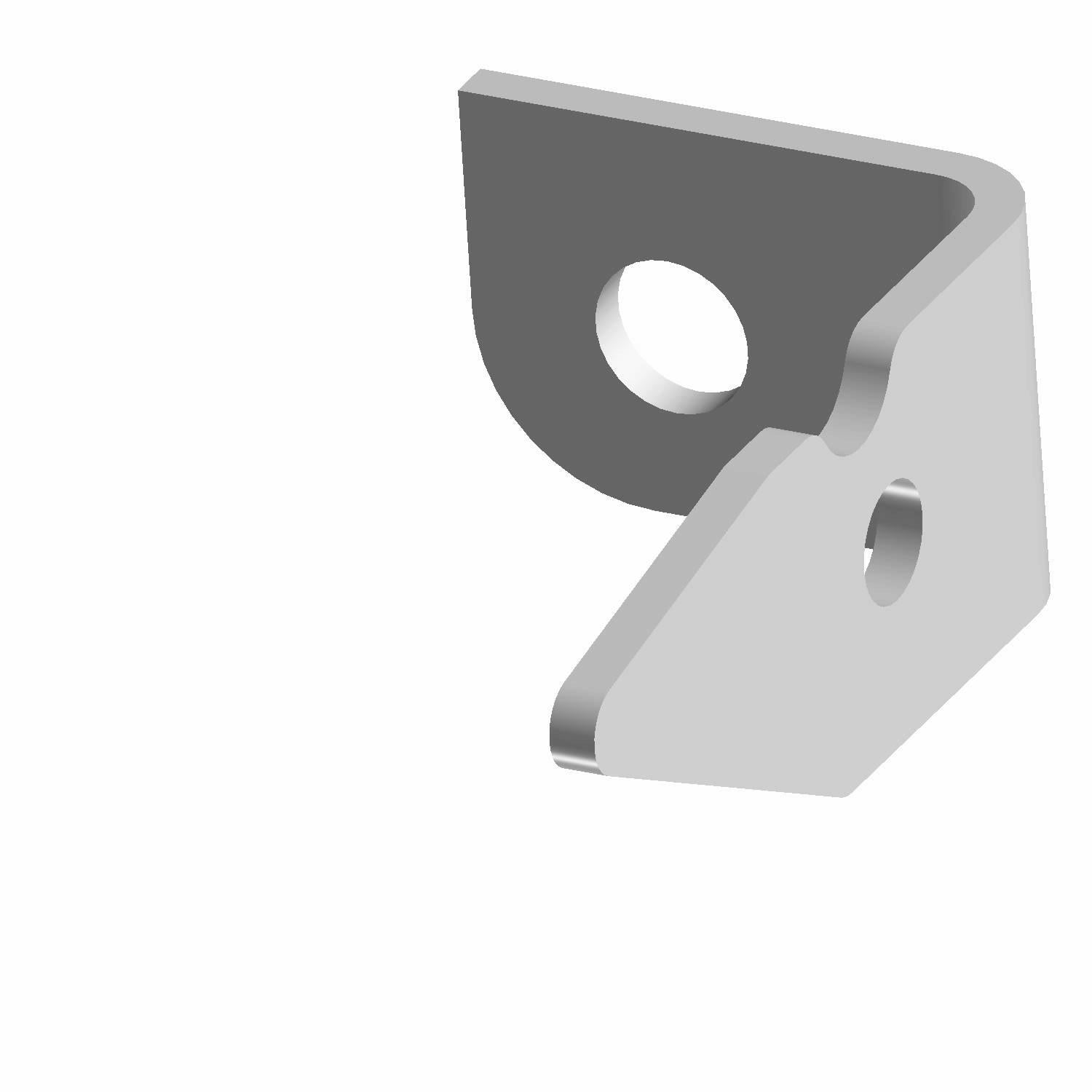 Black metal right-side rear cab mount bracket with two circular holes and angled design.