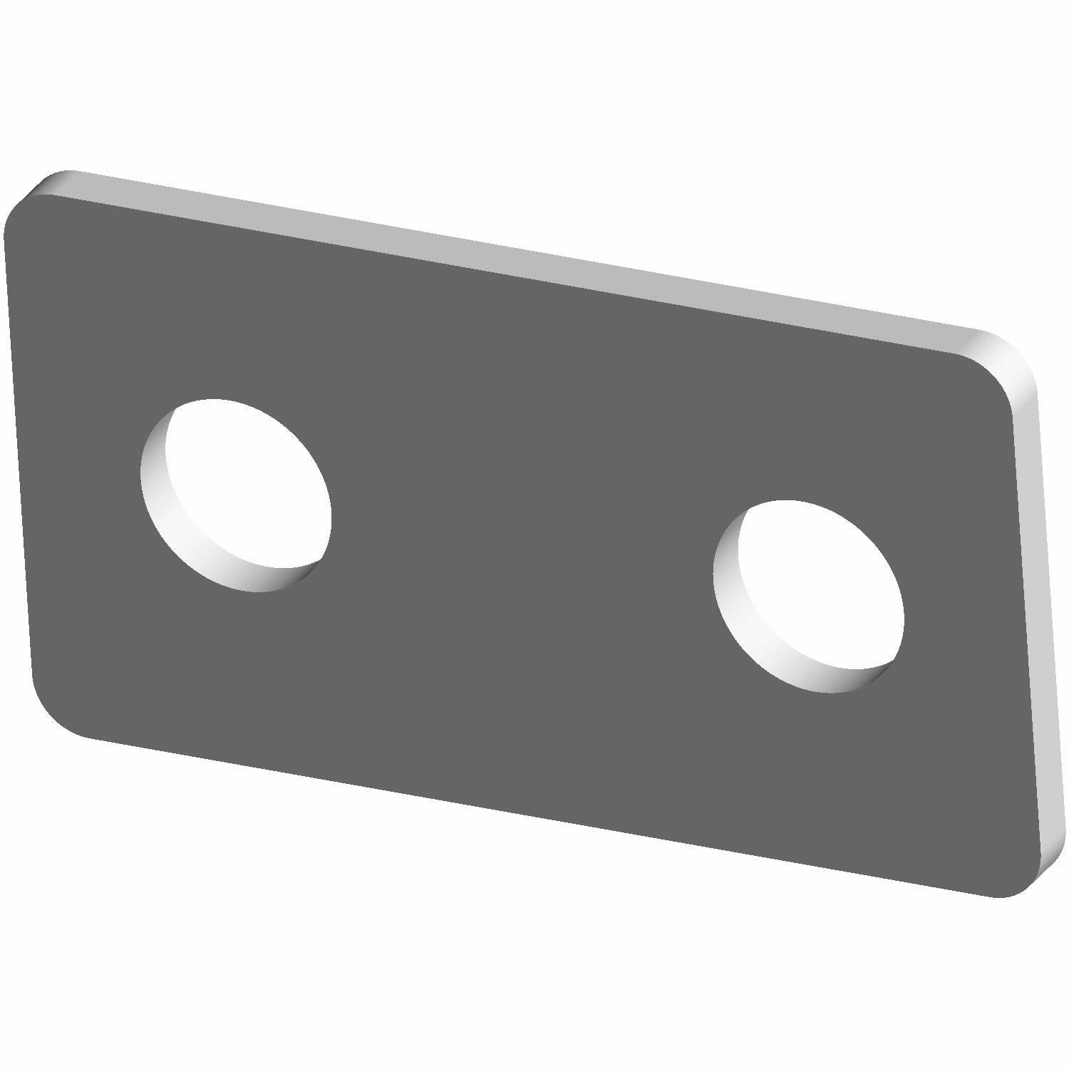 Gray rectangular metal cable mount bracket with two circular holes for attachment.