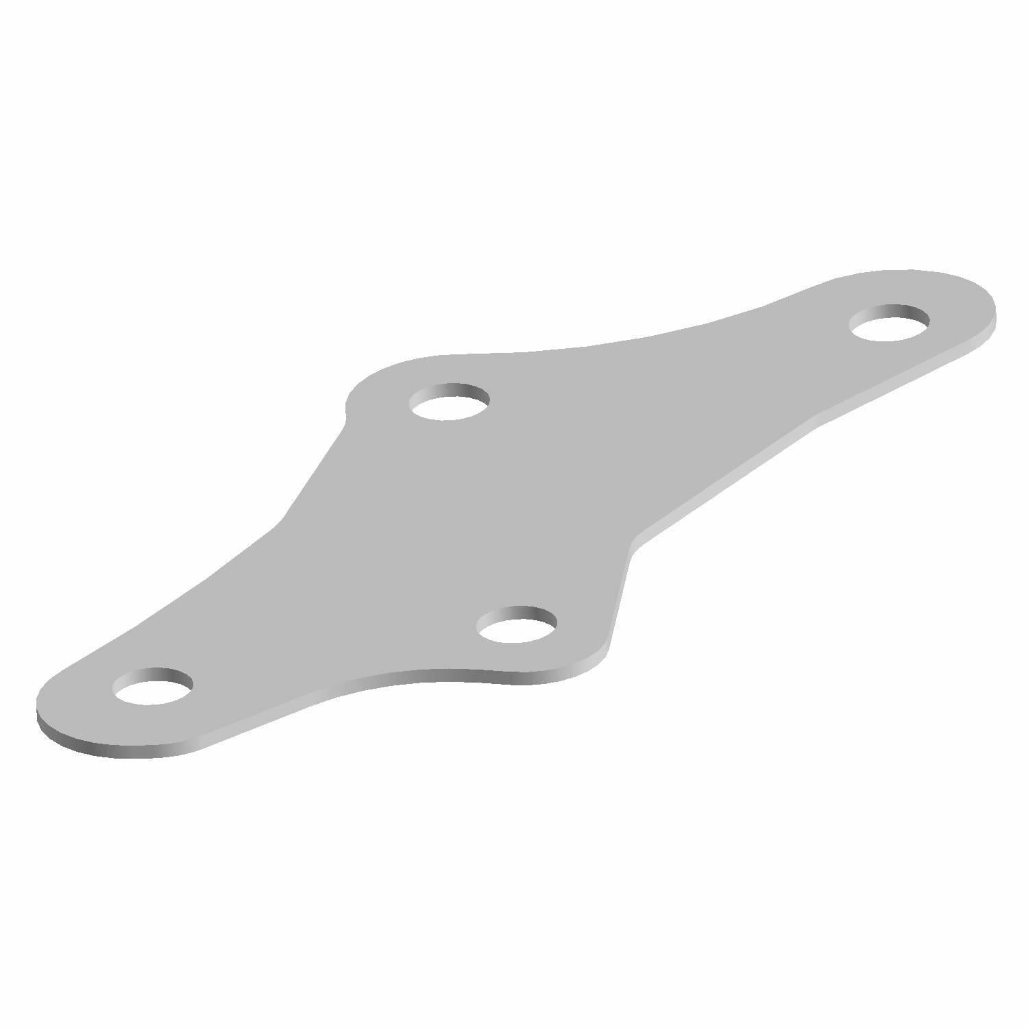 Silver-gray metal outer coupler bracket with four mounting holes and irregular triangular shape.