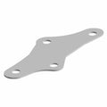 Silver-gray metal outer coupler bracket with four mounting holes and irregular triangular shape.