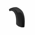 Glossy black curved front fender with smooth finish and two mounting holes designed for motorcycle use.