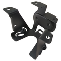 Black metal cheese wedge mount bracket with multiple mounting holes and a pivoting hinge arm.