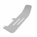 Silver metal clutch cover guard bracket with elongated slots and mounting holes.