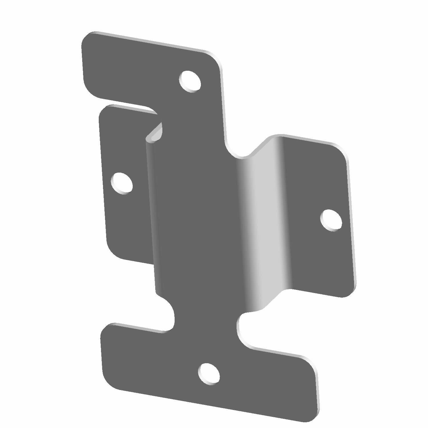 Black metal bracket with multiple mounting holes, designed for secure regulator attachment.