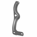Black curved metal radiator mount bracket with three mounting holes and smooth finish.