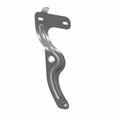 Gray metal radiator mount bracket with curved shape and three mounting holes.