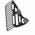 Black metal belt screen bracket with slotted guard and two mounting tabs.