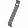 Black metal DIN mount bracket with angled design and three mounting holes.