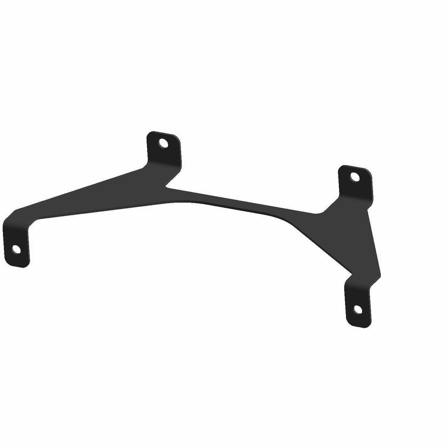 Black metal routing tray center bracket with three mounting holes and angled design.