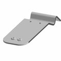 Gray metal mirror bracket with angled mounting design and two bolt holes.