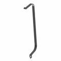 Galvanized steel tank bracket strap with angled hook and slotted end.