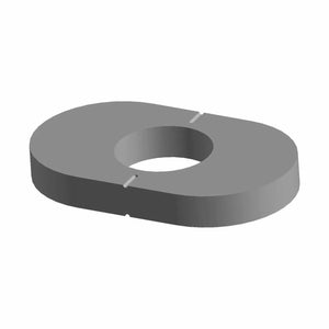 Gray metal axle adjuster with circular center hole and split design on the side.