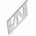 Black metal hinge bracket support with triangular cutouts and multiple mounting holes.