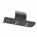 Black metal Silencer Shield with curved edges and mounting hole designed for off-road vehicle exhaust protection.