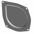 Matte black metal throttle body cover with rounded raised center and four mounting holes.