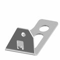 Matte black metal front tiedown bracket with multiple mounting holes and angular design.
