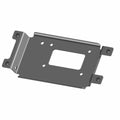 Gray metal amp mounting bracket with multiple holes and a rectangular cutout.